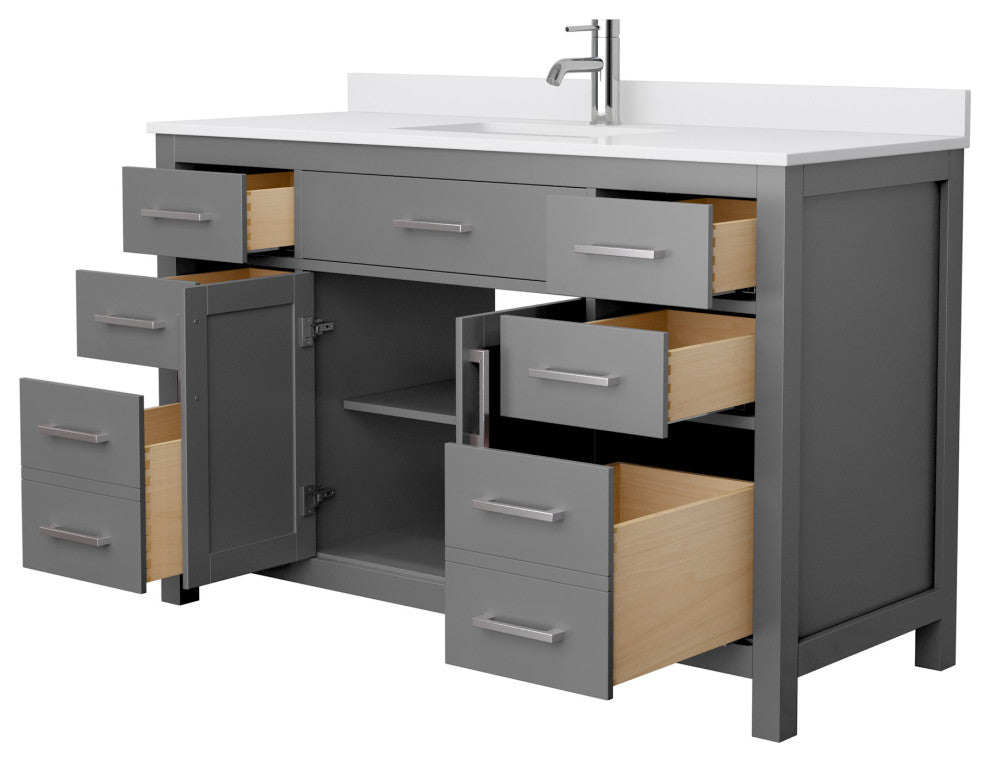 Beckett 54" Dark Gray Single Vanity, White Cultured Marble Top