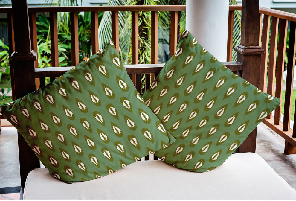 20" x 20" Ikat Tears Indoor/Outdoor Polyester Throw Pillow, Sage