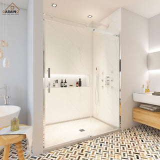60-in x 76-in Frameless Sliding Shower Door, Chromed