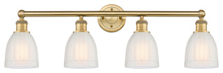 Brookfield 4-Light 33" Bath Vanity Light, Brushed Brass Finish, White Shade