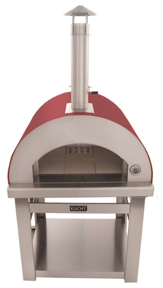 Outdoor Wood Fired Gas Pizza Oven, Red