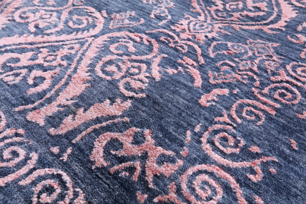 Modern Hand-Knotted Wool and Silk Rug 9' 1" X 12' 5" Q7053
