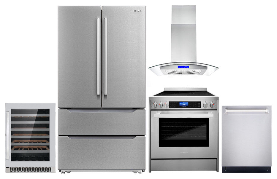 5PC Kitchen Package with 30" Freestanding Electric Range & 30" Island Range Hood