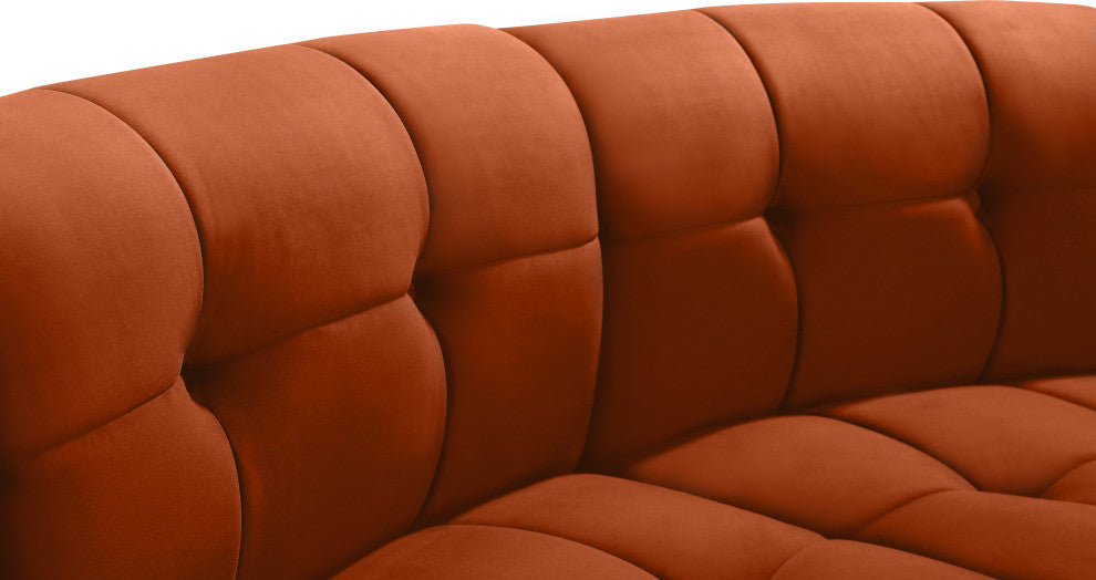 Limitless Velvet Upholstered 2-Piece Modular Sectional, Cognac