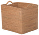 Loma Rectangular Tall Decorative Rattan Storage Basket with Ear Handles, Large, Honey Brown
