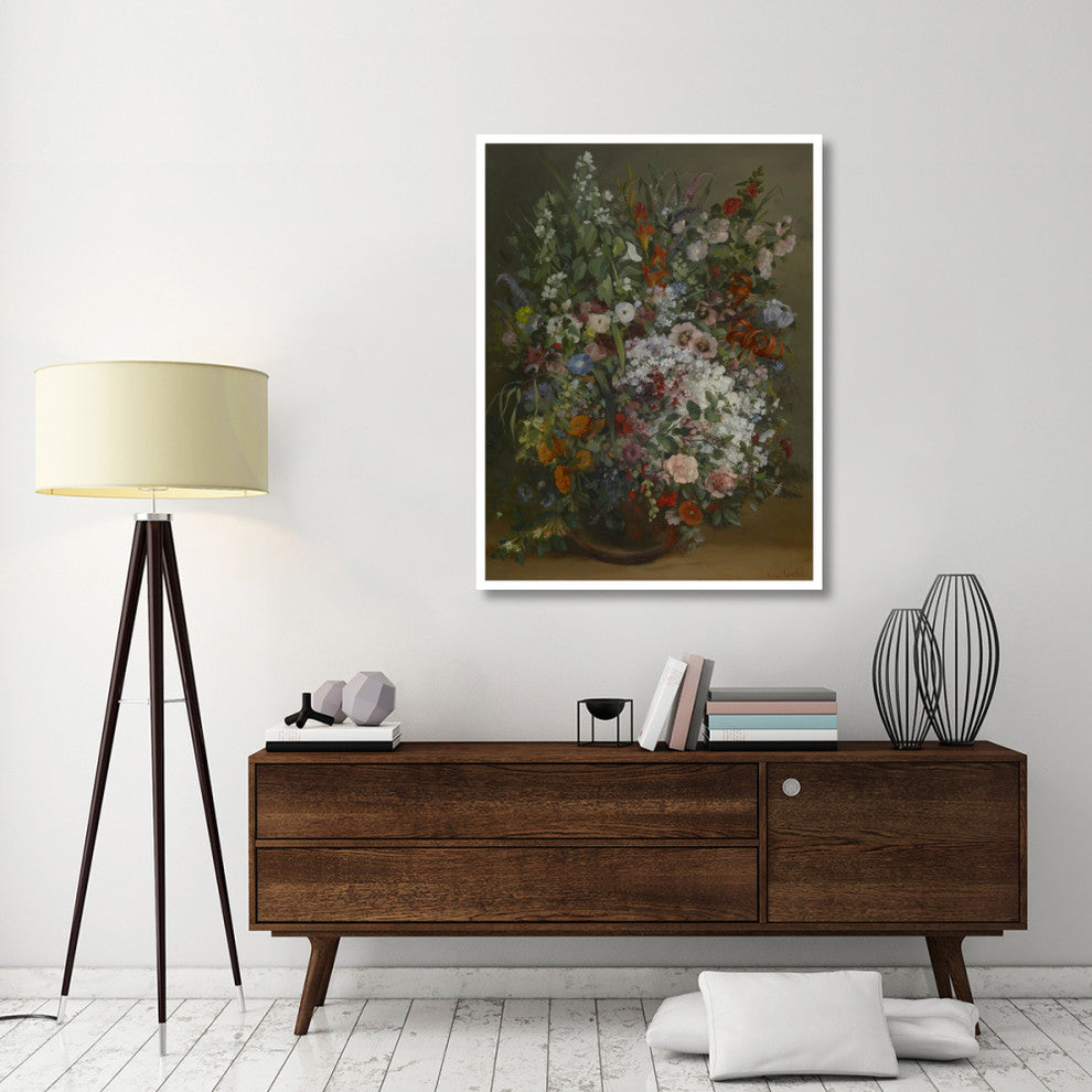 "Bouquet of Flowers in a Vase" Digital Paper Print by Gustave Courbet, 38"x50"