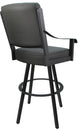 Leather Swivel Metal Bar Stool - Memphis on Warren Base, Gray Leather on Gray, 34"