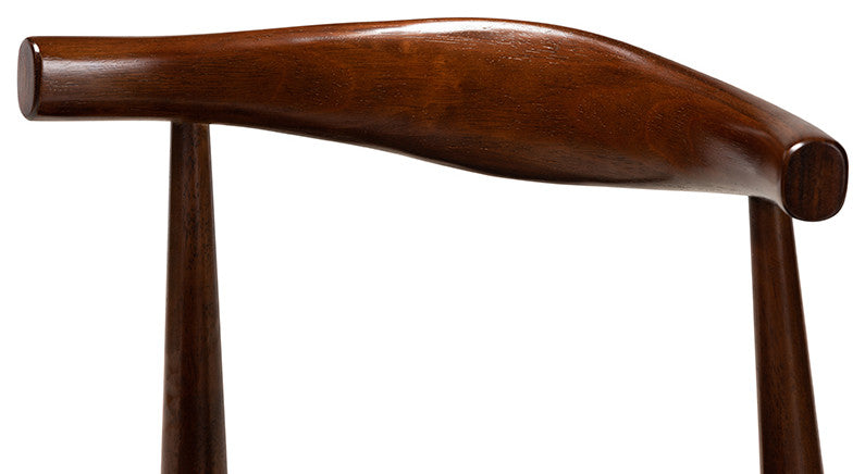 Eira Mid-Century Modern Black Faux Leather Walnut Wood Dining Chair Set of 2