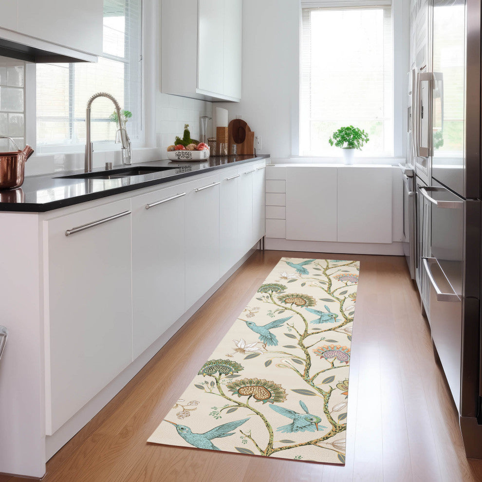 Indoor/Outdoor Kendall KE19 Putty Machine Washable 2'3" x 7'6" Runner Rug