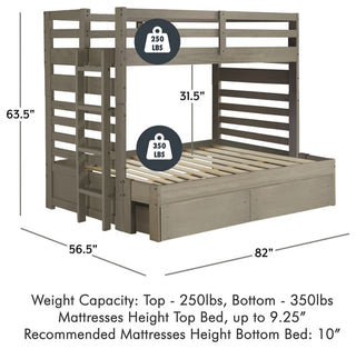 My Bed Now Everest Twin-over-Full 2-Drawer Wood Bunk Bed with Ladder in Brown