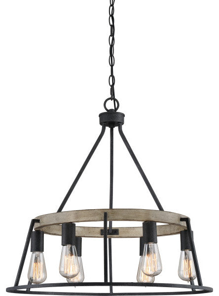 Quoizel BRT5006 Brockton 6 Light 25"W Wood Chandelier - Grey Ash