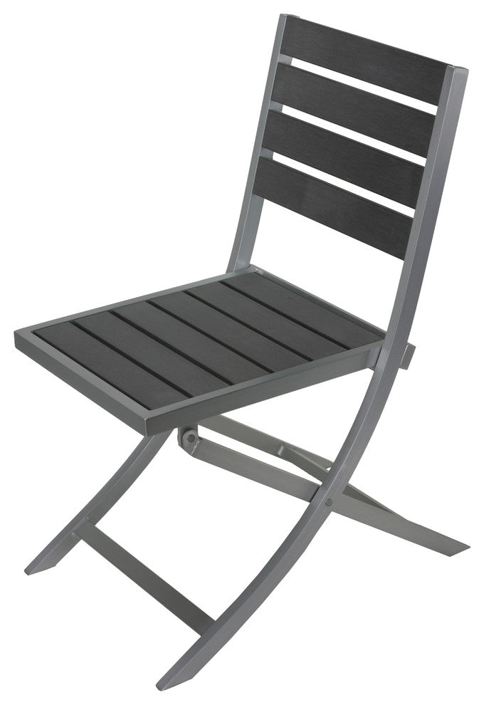 Maxwell Aluminum Outdoor Folding Chair, Slate Gray, 1 Chair