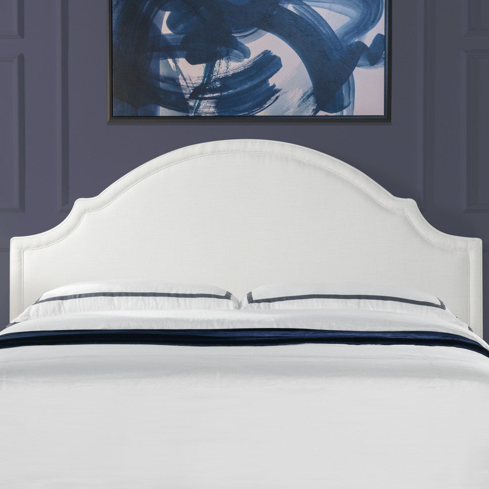 Catherine Arched Upholstered Camelback Headboard, Antique White Polyester, King