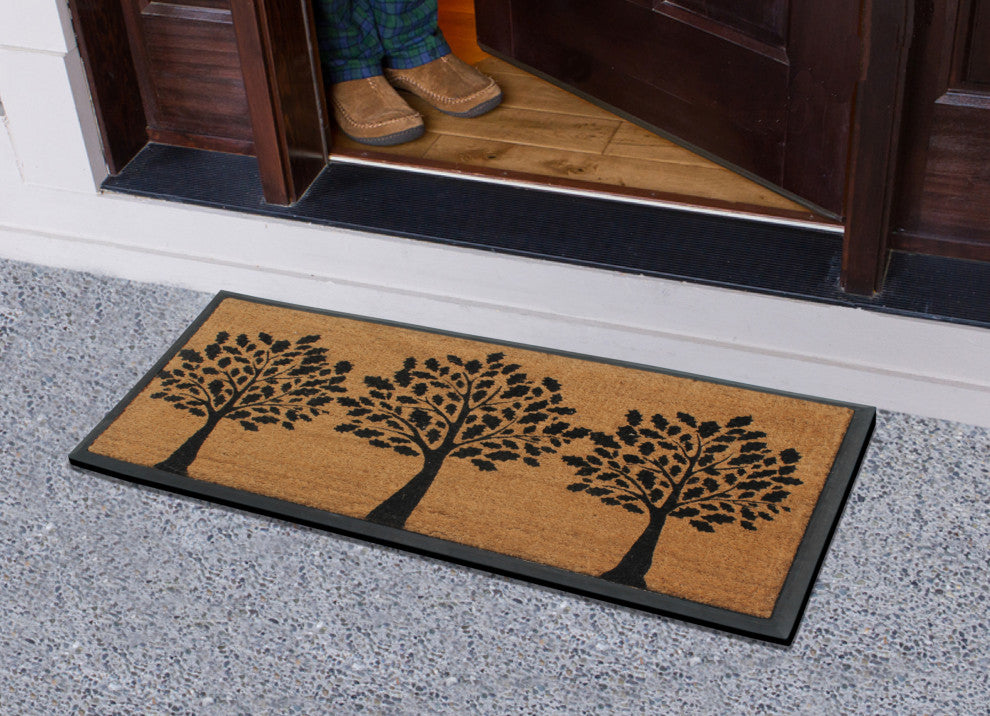 A1HC Designer Hand-Crafted Rubber Coir Double-Single Door Mat, 24"x48"