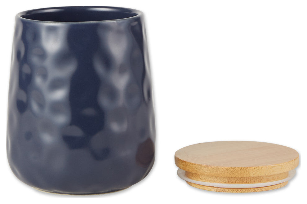 Indigo Blue Matte Dimple Texture Ceramic Canister (Set of 2)