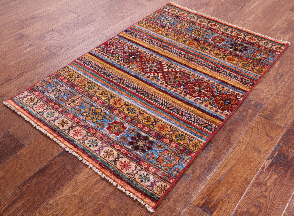 Khorjin Super Kazak Handmade Wool Rug 2' 8" X 4' 2" Q10789