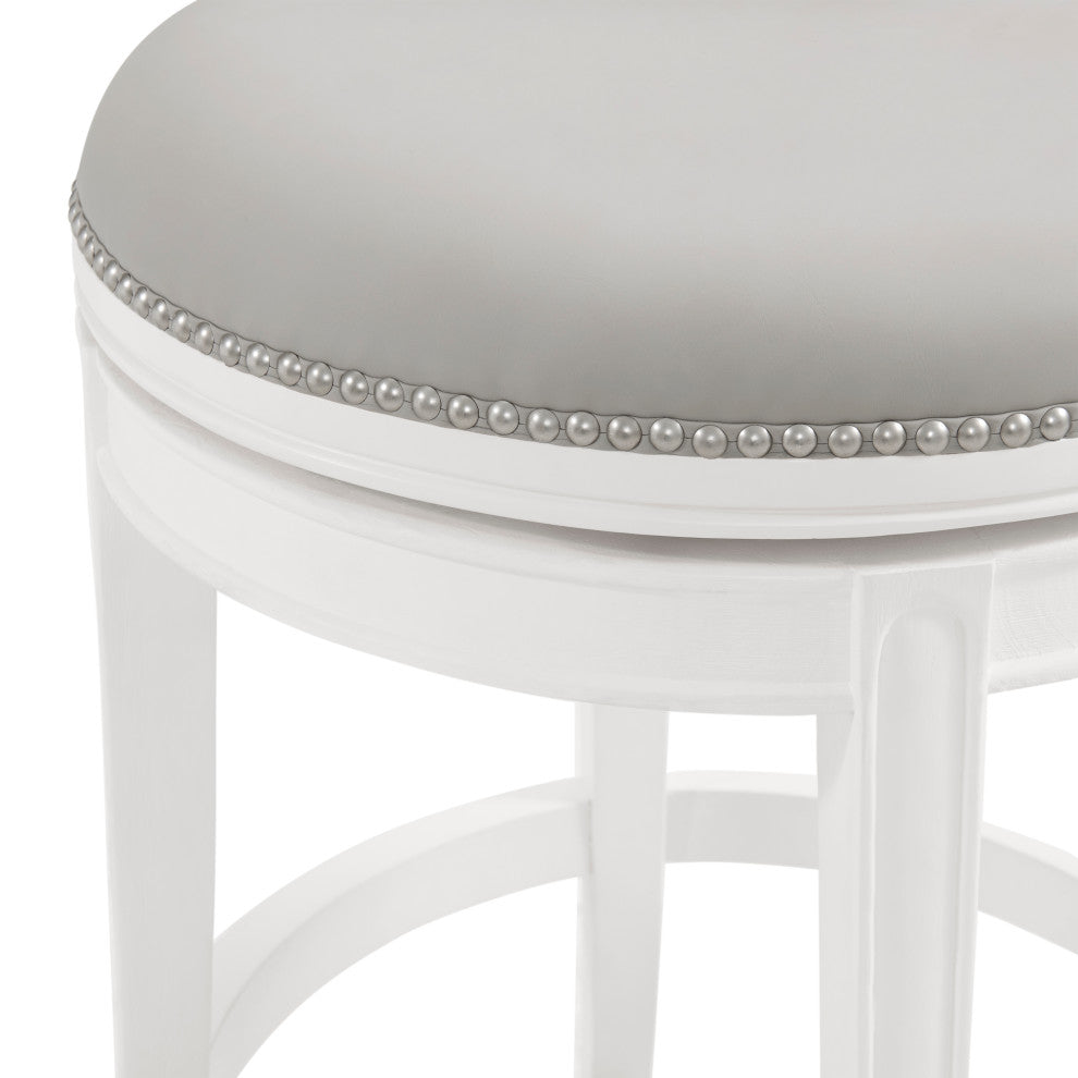 Hanover Swivel Bar Stool, White and Gray, Counter Height