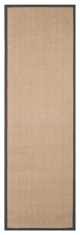 Safavieh Natural Fiber Nf134A Bordered Rug, Natural/Gray, 6'0"x6'0" Round