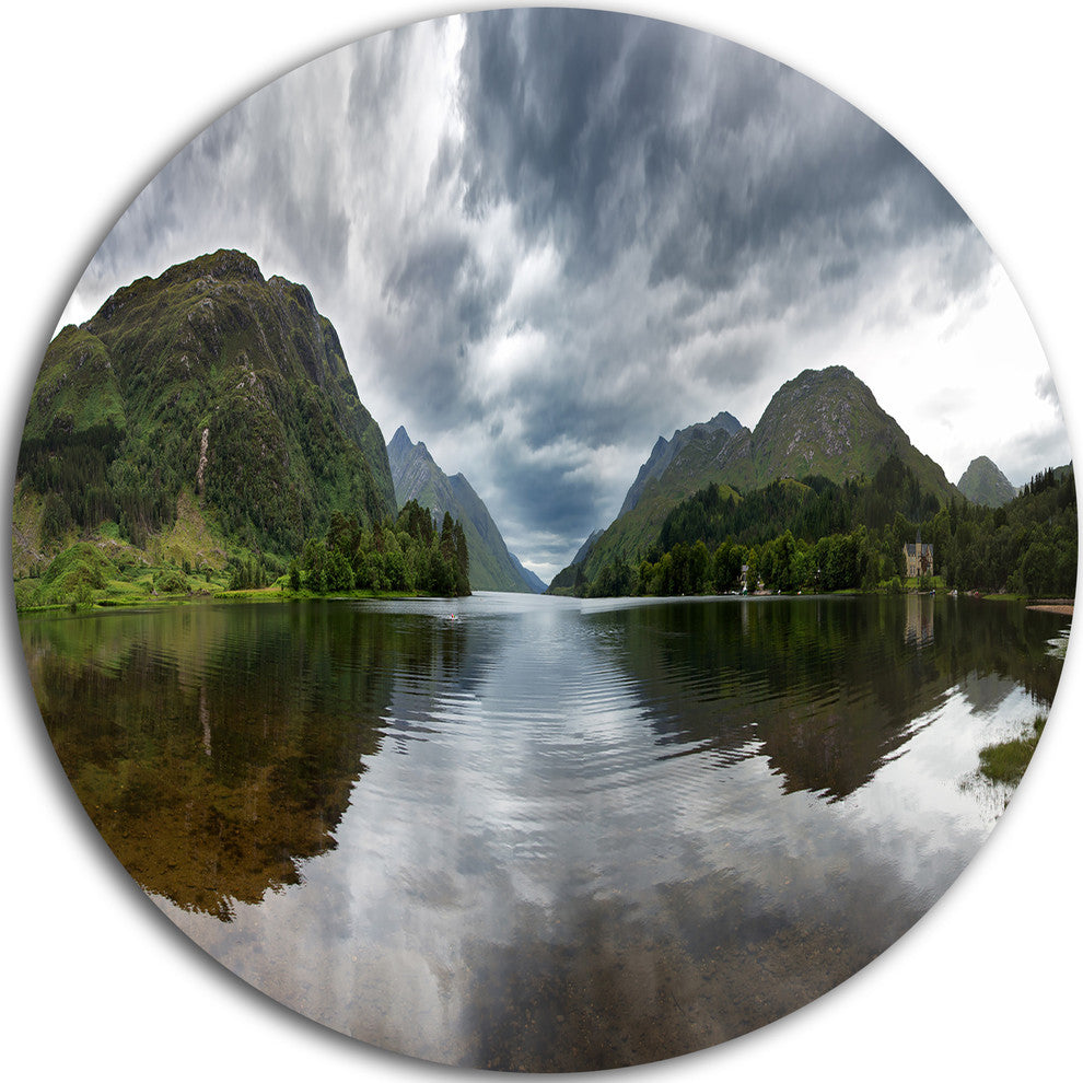 Highland Mirrored In Calm Waters, Landscape Round Wall Art, 38"