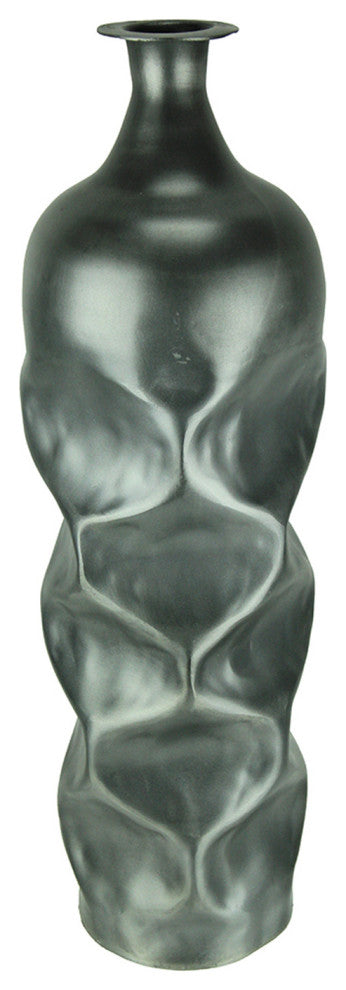 Silver Finish Aluminum Hammered Indoor/Outdoor Vase