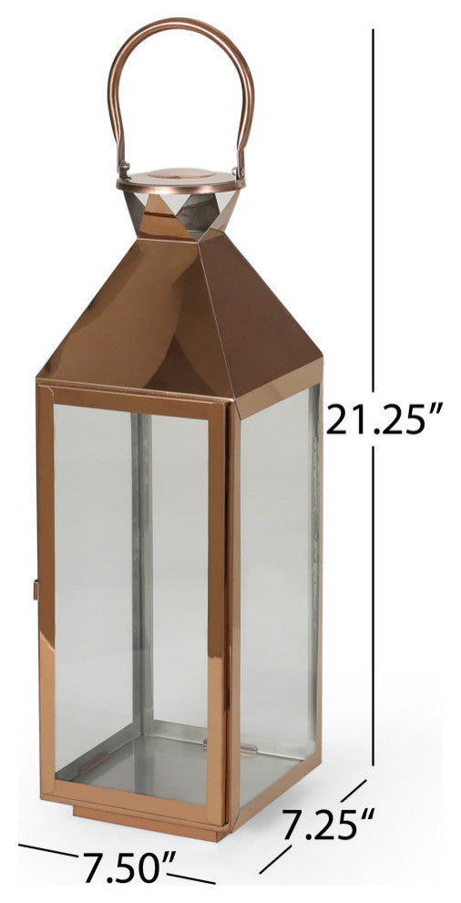 Roxanne Stainless Steel Lantern Set, Rose Gold