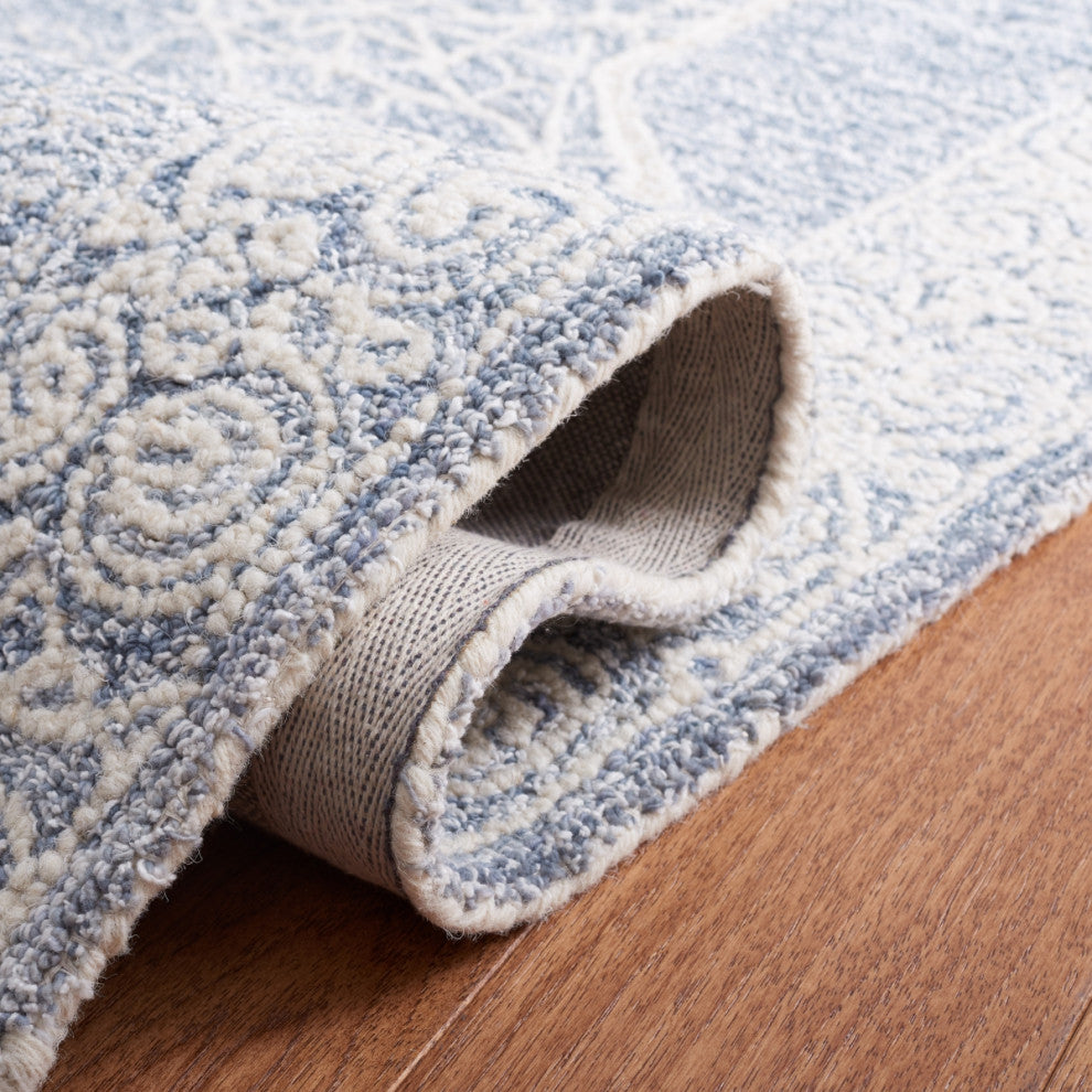 Safavieh Couture Abstract Collection ABT352 Area Rug, Ivory/Blue, 6' Round