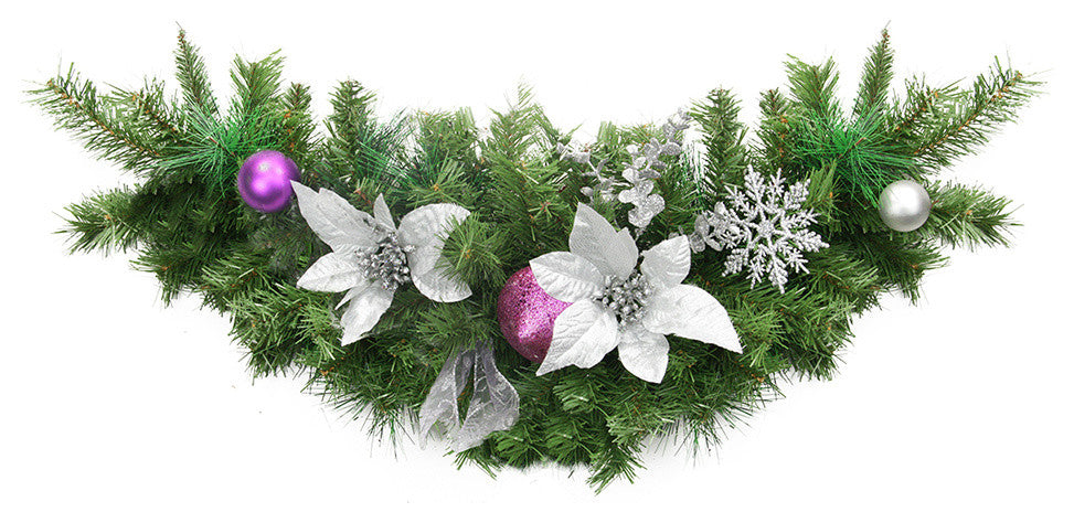 Unlit Decorated Swag 62 Tips, Purple/Silver, 24"