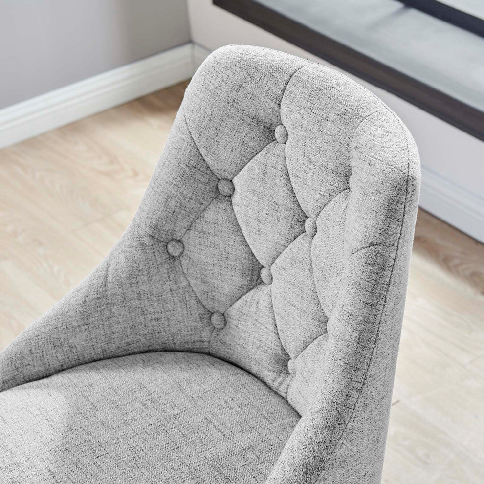 Computer Desk Swivel Tufted Chair, Fabric, Black Gray, Modern, Home Office