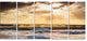 "Sunrise and Roaring Blue Sea Waves" Beach Canvas Wall Art, 5 Panels, 60"x28"