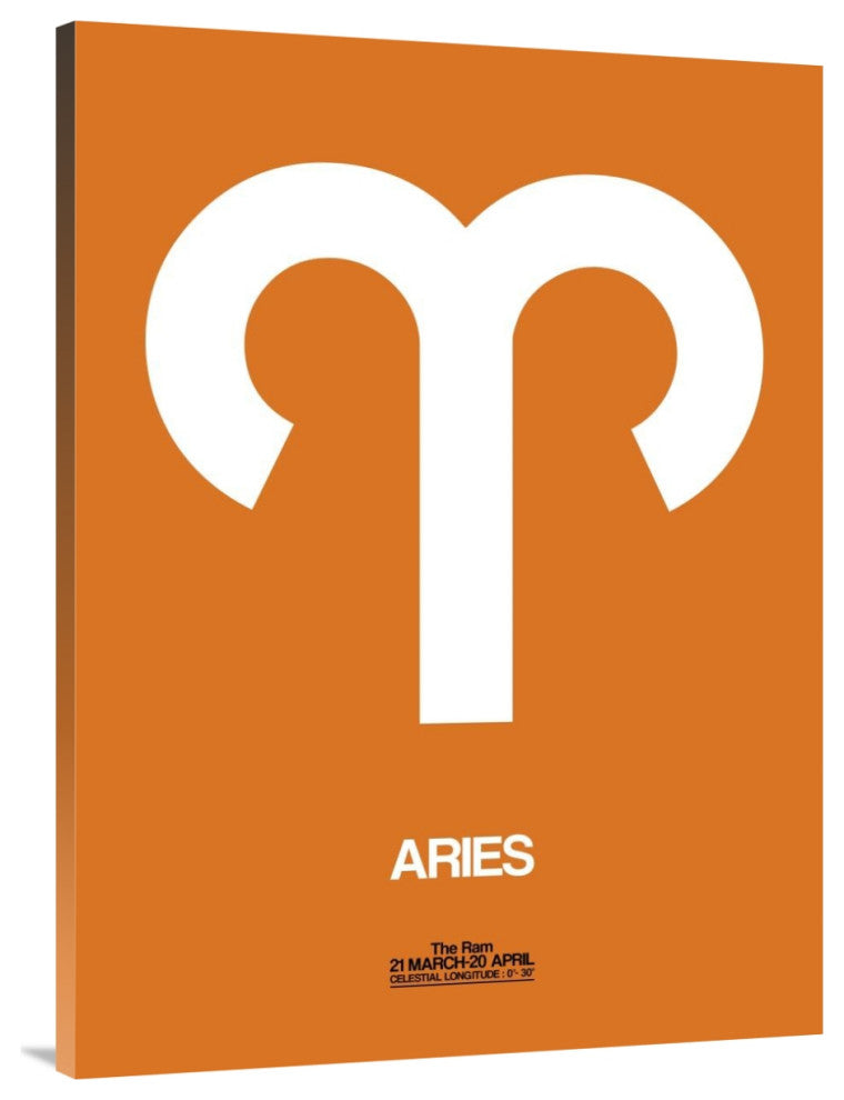 "Aries Zodiac Sign White on Orange" Fine Art Print