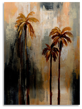 Silvia Vassileva 'Palm Trees I' Floating Brushed Aluminum Art