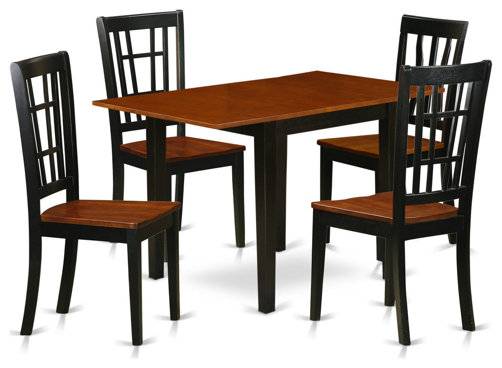 5Pc Dining Set Features A Table, 4 Chairs, Asian Hardwood Seat, Black, Cherry