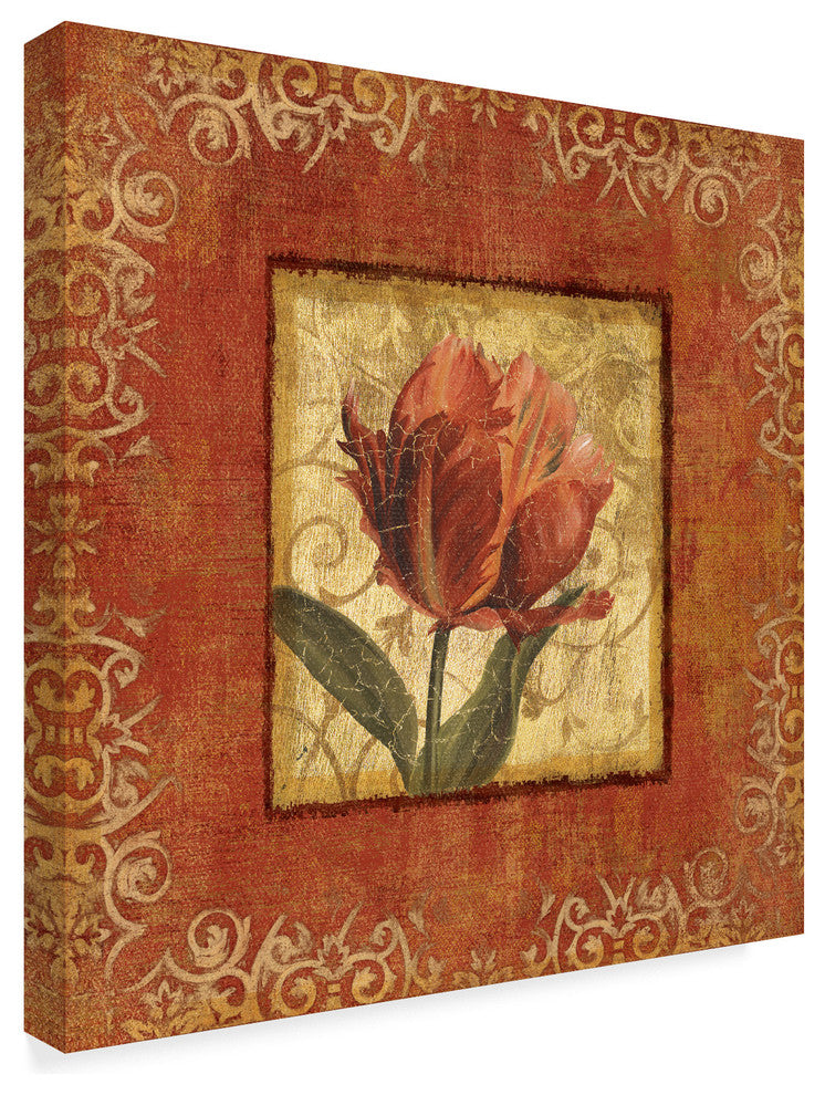 Lisa Audit ''Red and Gold Flower I'' Canvas Art, 24"x24"
