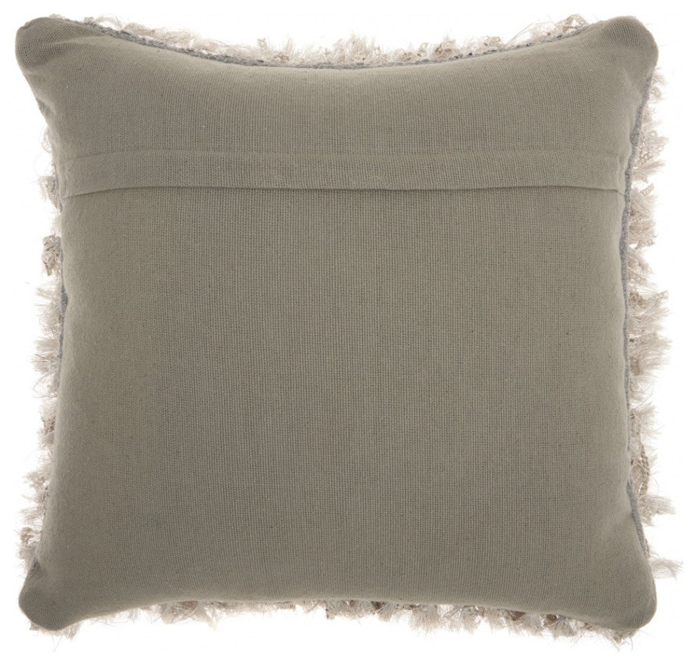Soft Light Gray Shag Accent Pillow