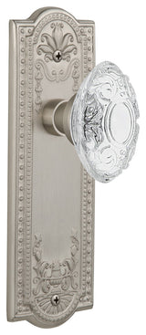 Meadows Plate Passage Crystal Victorian Knob, Satin Nickel, 2.375"