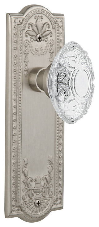 Meadows Plate Passage Crystal Victorian Knob, Satin Nickel, 2.375"