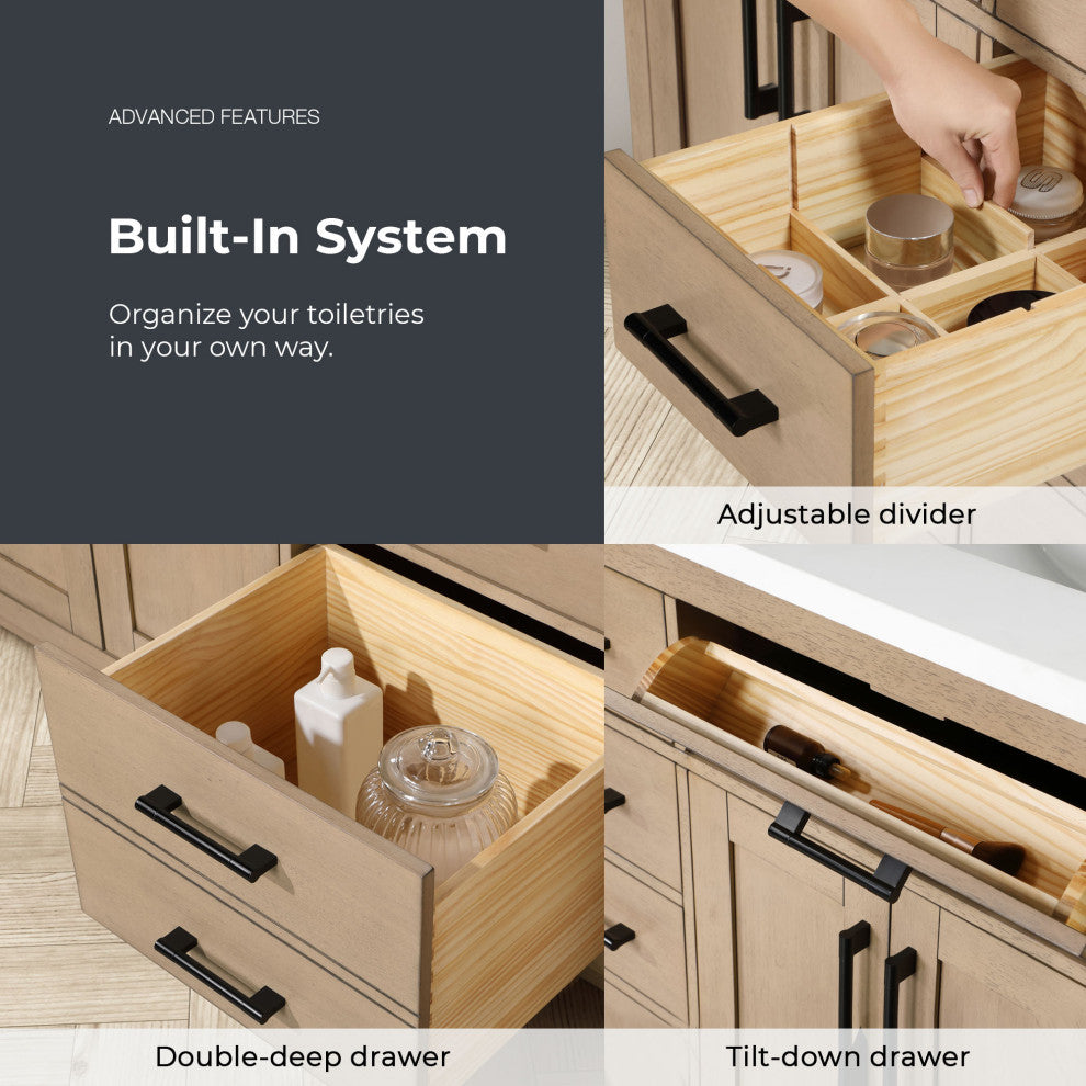 OVE Decors Bailey Vanity, Sahara Birch, 72"