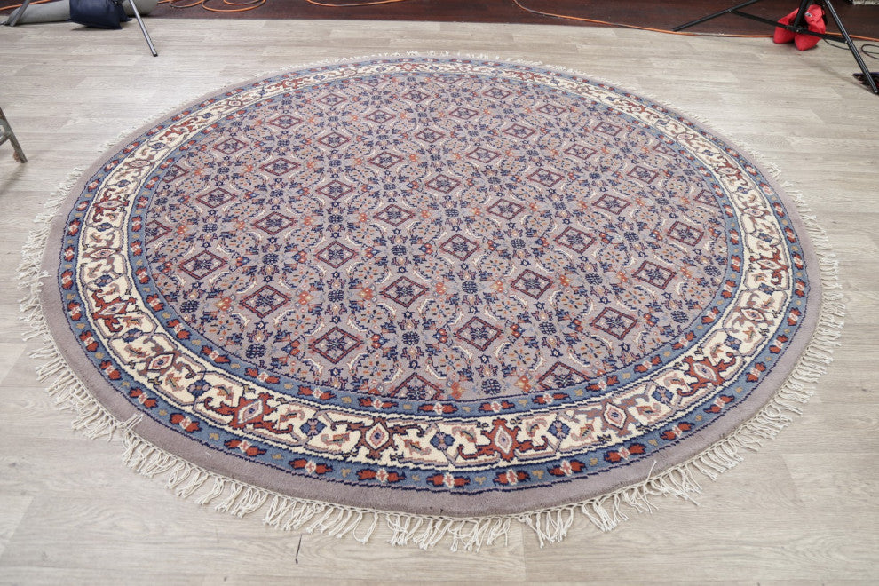 Bidjar Oriental Traditional Area Rug Hand-Knotted Indian, Gray, 8'3"x8'0