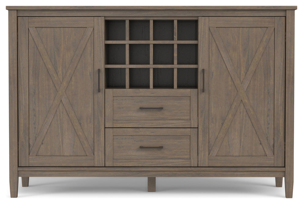 Ela Solid Wood Sideboard With Wine Storage, Smoky Brown