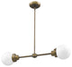 Portsmith 2-Light Raw Brass Island Pendant With White Globe Shades