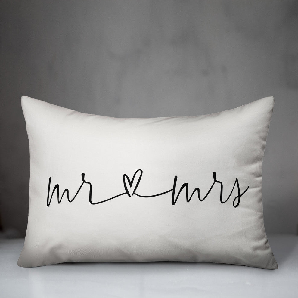 mr and mrs script heart 14x20 Throw Pillow