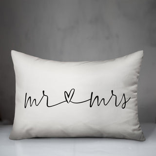 mr and mrs script heart 14x20 Throw Pillow