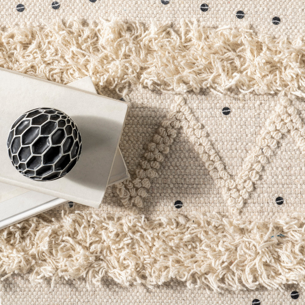 Chandy Textured Wool Area Rug, Cream 9' 6"x13' 6"