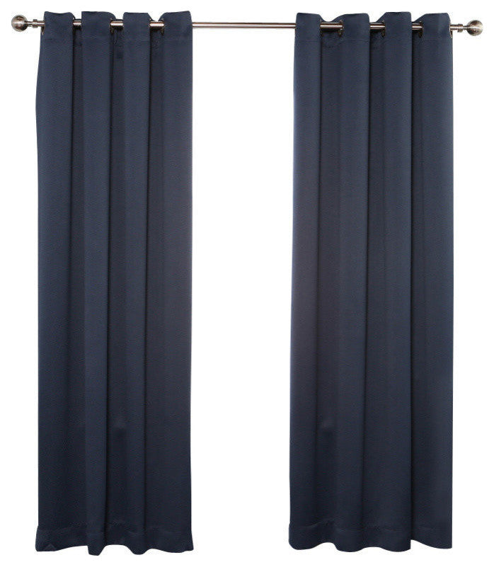 Solid Grommet Top Thermal Insulated Blackout Curtains, Navy, 72"