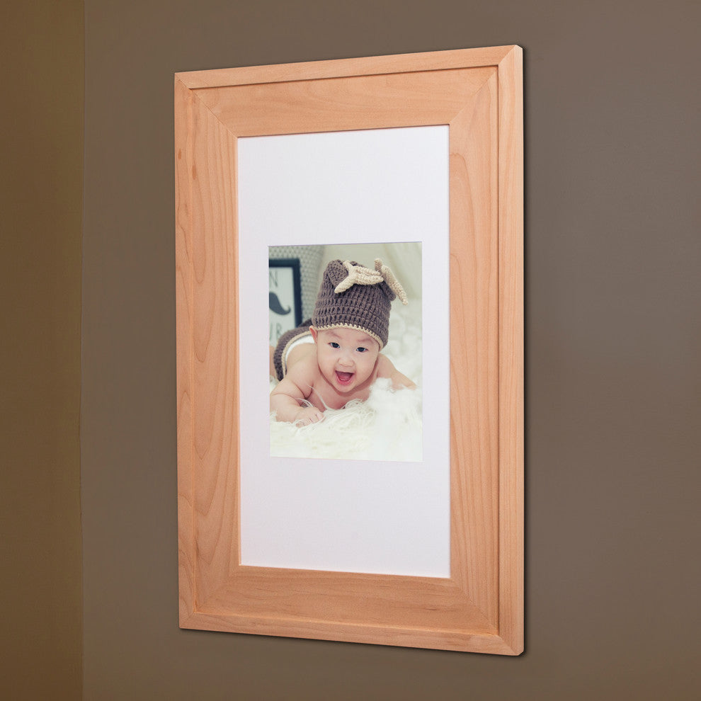 Concealed Picture Frame Medicine Cabinet, Unfinished Raised, 14"x24"