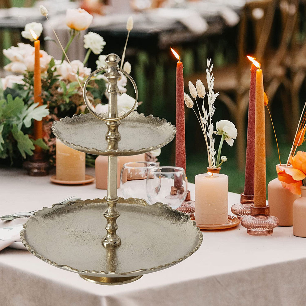 Grand Hotel 2 Tier Tray Round Stand, 11.75 Inches Tall