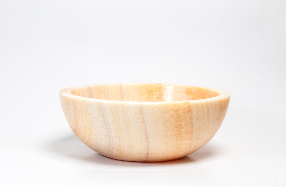 Natural Stone Vessel Bathroom Sink, Isidro Honey Onyx
