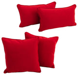 Double-Corded Solid Twill Throw Pillows With Inserts, Set of 4, Red
