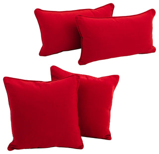 Double-Corded Solid Twill Throw Pillows With Inserts, Set of 4, Red