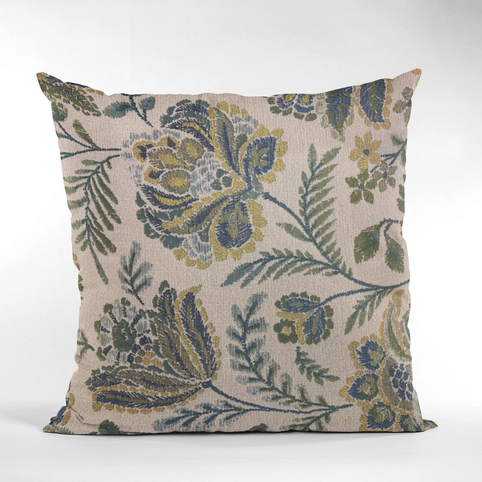 Plutus Blue Amazonian Floral Luxury Throw Pillow, 12"x20"